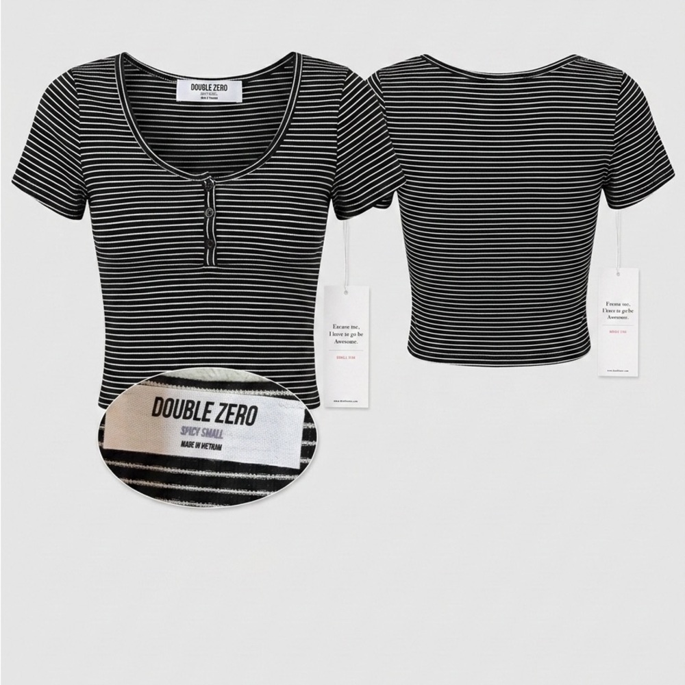 Double Zero Monochrome Striped Crop Top